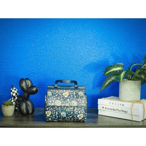 NEW Tory Burch Block Navy Soleil Floral Leather Mini Satchel Crossbody Bag - Picture 9 of 14